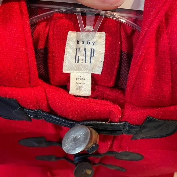 Baby Gap Girl Red Pea Coat Size 2T